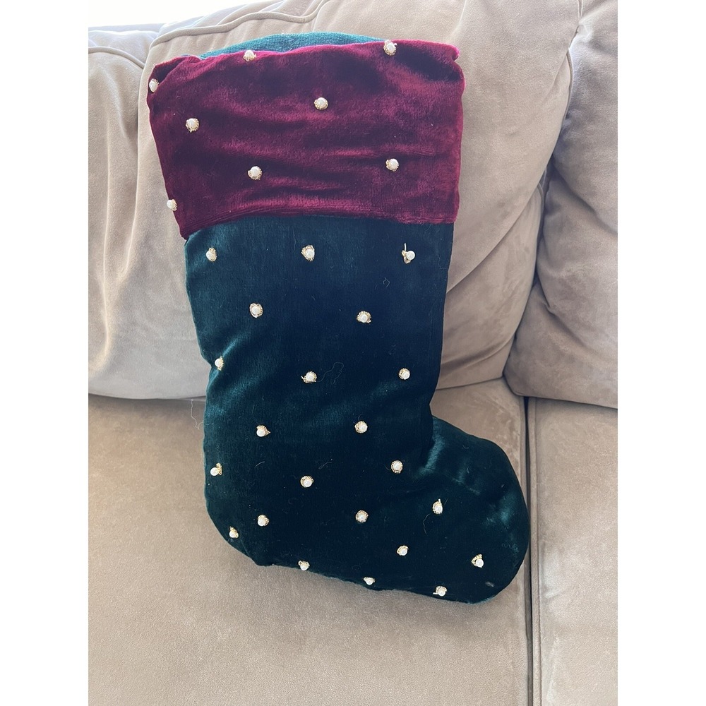 Vintage Stocking Pillow Holiday Christmas Plush; 19" L Christmas Decor Classic